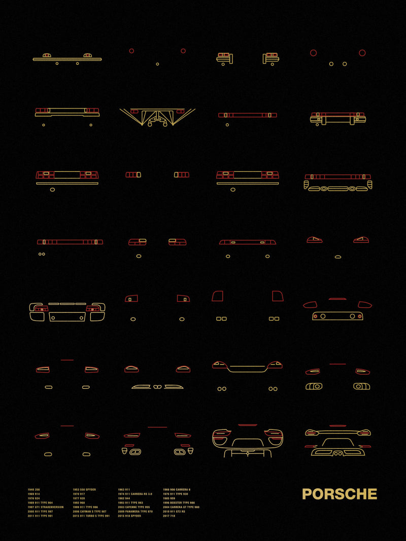 Auto Icon Screen Print Series: Porsche Tail Lights